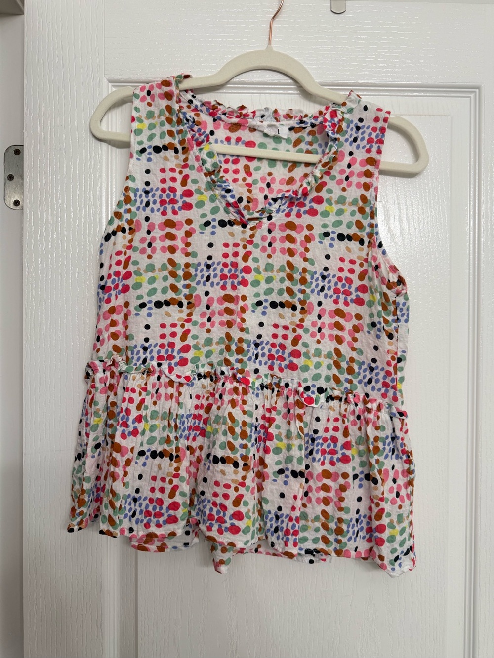 THML Sleeveless Babydoll Blouse  - Multicolor Polka Dot